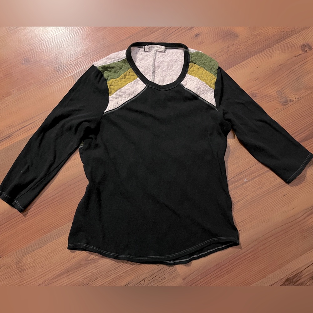 Free People Retro Top Crochet colorblock accents